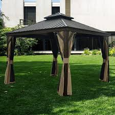 Outsunny 10′ x 10′ aluminum hardtop gazebo with mesh net curtains. Hardtop Gazebo Our 2021 Top Picks Insteading