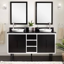 Select a vanity with a contrasting color top like cream or white for a standout look. 60 Bivins Double Bathroom Vanity For Semi Recessed Sink Black White Vanities