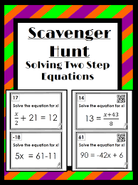 Two Step Equations Scavenger Hunt Qr Codes Optional Two Step Equations Equations School Algebra