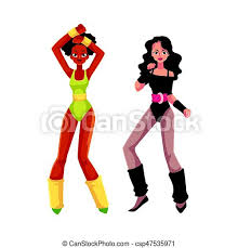 Have some workout or fitness pictures and not sure what to caption them on instagram? Madchen Frauen In 80er Stil Aerobics Outfit Sport Tanz Workout Cartoon Vektor Illustration Isoliert Auf Weissem Hintergrund Canstock