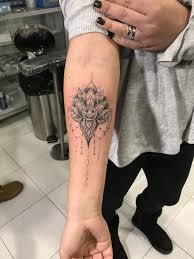 Lotus Flower Tattoo With My Kids And My Grandmother Names In Morse Code Lotustattoo Morsecode Tattoos For Women Small Mandala Tattoo Trendy Tattoos
