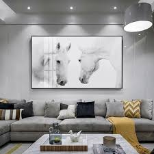 Bedroom Black White Prints Beautiful White Horse Posters Modern Stylish Black White Nordic Canvas Prints Pictures For Modern Home Living Room Paintings Bedroom Decor Room Painting Bedroom Living Room Paint Living Room Pictures