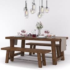 Benchwright 54 rectangular coffee table. Pottery Barn Benchwright Fixed Dining Table And Bench Set Summer 3d Model 25 Fbx Max Unknown Free3d