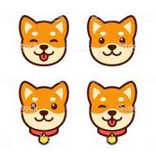 Cute Cartoon Shiba Inu Puppy Face Icon Set Happy Dog With Tongue Shiba Inu Puppy Puppy Cartoon Shiba Inu