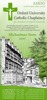 1st and 2nd september 2020 start of student term: Oucc Termcard 2017 Oxford University Catholic Chaplaincy