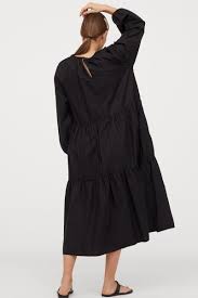 Balloon Sleeved Dress Black Ladies H M Us Calf Length Dress Dresses Dresses With Sleeves