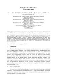 Pdf Malay Traditional Furniture Form And Space