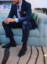 Burgundy Socks Mens Fashion Dark Blue Suit Blue Suit