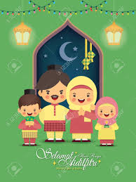Hari raya aidilfitri is a holiday which is celebrated in indonesia, malaysia, singapore, philippines, and brunei, and celebrates the end of ramadan. Hari Raya Aidilfitri Greeting Card Cartoon Muslim Family With Royalty Free Cliparts Vectors And Stock Illustration Image 142797818
