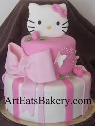 Creative Unique Birthday Cake Designs For Adults Hello Kitty Custom Creative Pink And White Fondant Girl S Birthday Cake Design With Bow Butterflies Cake Designs Birthday Fondant Girl Unique Birthday Cakes