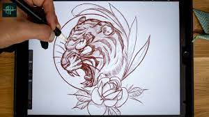 How To Draw A Tattoo Design From Beginning To End | Neo Traditional Tiger  Sketch - Youtube