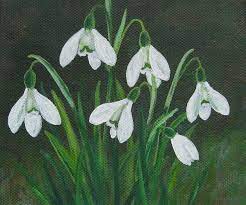 Snowdrops Small Acrylic Painting By Lisa Toppin Flower Art Painting Snow Drops Flowers Flower Painting