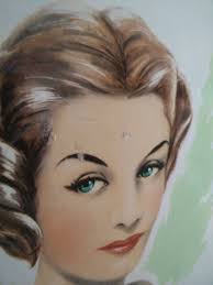 Pubblicità di bellezza anni '30 '40, originale e rara, per la cura della  pelle del viso, cartoni di carta originali, boudoir chic, shabby chic, jdl,  pubblicità vintage