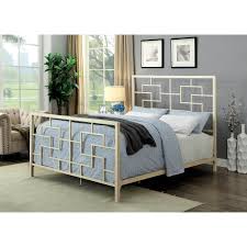 Find modern off white bedroom furniture. Furniture Of America Queg Contemporary Metal Geometric Bed Off White Eastern King Off White Finish Powder Coated Walmart Com Walmart Com