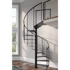 Diy spiral stair kits available. Mylen Stairs Hayden Black Interior 60in Diameter Fits Height 93 5in 104 5in 1 42in Tall Platform Rail Spiral Staircase Kit Cs60b10bs03 The Home Depot