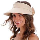 Scala Women's Deluxe Big Brim Cotton Visor With Bow Scala Big Brim Cotton  Sun Hat Asst Colors