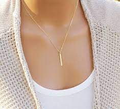 Skinny Bar Necklace Dainty Vertical Bar Simple Everyday Etsy In 2021 Vertical Bar Necklace Skinny Bar Necklace Gold Bar Necklace