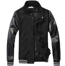 Black Nsw Leather Sleeves Baseball Jacket For Men Mens Outdoor Jackets Preppy Mens Fashion Varsity Jacket