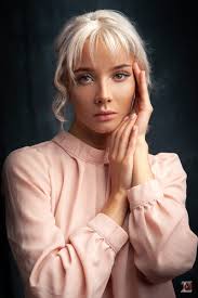 Katerina Shiriaeva, blonde, hairbun, portrait, pink clothing, makeup, Katerina  Shiryaeva, HD phone wallpaper | Peakpx