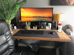Shout out for the idea! Homemade Wooden Desk Set Up V2 Ultrawidemasterrace