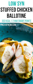 Not only was it syn free and delicious, but it was super cheap and looked really impressive when served up, what more could… Low Syn Stuffed Chicken Ballotine Pinch Of Nom Slimming World Recipes 303 Kcal 0 5 Syn 2 Weight W World Recipes Slimming World Dinners Slimming World
