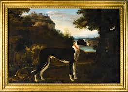 Maybe you would like to learn more about one of these? Michele Pace Del Campidoglio Portrait Of A Black And White Greyhound Belonging To The Chigi Family Standing In A Mountainous Landscape Mutualart