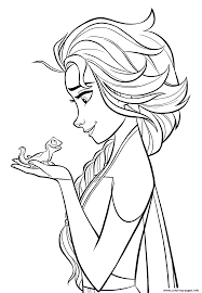 Queen elsa of arendelle by brittney lee. Elsa And Lizard Bruni Frozen 2 Coloring Pages Printable