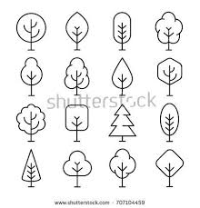 Tree Line Icon Naturally Beautiful Symbol Wooden Trunk And Outline Branches For Map Tree Vector Outline