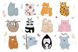 Maybe you would like to learn more about one of these? Mother S Day Clipart Cute Animal Families By Tinyselenaart On Etsy Mother And Baby Animals Baby Animal Drawings Baby Drawing