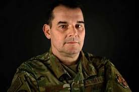 U.S. Air Force Master Sgt. John Mauger stands for a