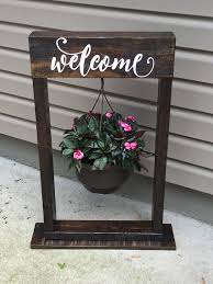 Decorative Hanging Basket Stand Welcome Sign Optional Available In Many Colors And Sizes Decorative Hanging Baskets Hanging Basket Stand Home Decor Baskets
