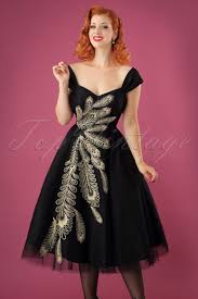 1950s Cocktail Dresses Party Dresses 50s Scarlett Peacock Occasion Gown In Black 171 47 At Vintagedan 1950s Cocktail Dress Vintage Prom Dresses 1950s Dresses