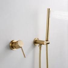 Brushed Gold Handheld Shower With Connector Hot And Cold Mixer Tap Valve Brass Hand Held Shower Shower Heads Handheld Shower Head