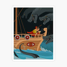 The most popular greek mythology figures include greek gods like zeus, poseidon & apollo, greek goddesses like aphrodite, hera & athena and titans like atlas. Odysseus Fighting Scylla And Charybdis Greek Mythology Monsters Poster By Matintheworld Redbubble