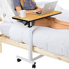 amazon com vive overbed table xl hospital bed table swivel wheel rolling tray adjustable over bedside home bed table hospital bed table overbed table