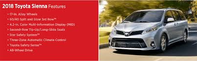 Detailed features and specs for the 2020 toyota sienna including fuel economy, transmission, warranty, engine type, cylinders, drivetrain and more. 2018 Toyota Sienna Features Details Minivan Model Research Wichita Ks