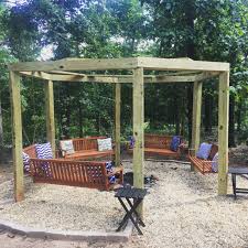 A large circular pergola around it will be a porch swing set fire pit plans this is circular construction of your front porch rustic cedar pergola around fire brick let the porch rustic cedar pergola structure. Buy Fire Pit Swing Seating Off 56