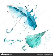 Watercolor Hand Painted Umbrellas Watercolor Splash Stock Photo by  ©kamenuka 347401488