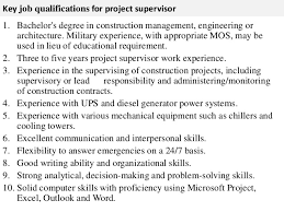 When you build your own operations supervisor job descr iption, make sure to tailor. Project Supervisor Job Description