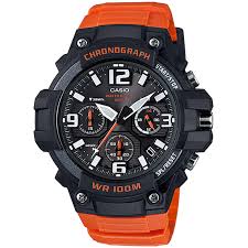 MCW100H-4AV | Black and Orange Mens Analog Watch | CASIO