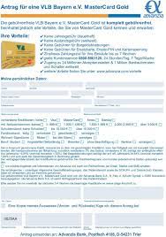Anzeige des aktuellen kontostands und des verfügbaren kreditrahmens anzeige aller gebuchten umsätze und. Antrag Fur Eine Vlb Bayern E V Mastercard Gold Pdf Free Download