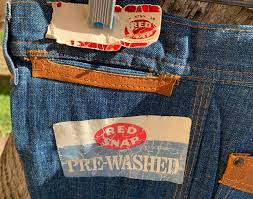 Red Snap Lined Leather 70s Vintage Huge Denim Bell Bottom Jeans