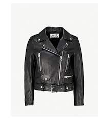 Acne Studios Mock Cropped Leather Biker Jacket Selfridges Com Biker Jacket Leather Biker Jacket Jackets