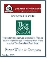 Junior accounts are for players 12 years of age and younger. First National Bank Of Brundidge Advised By Porter White In Sale To Troy Bank Trust Porter White Co