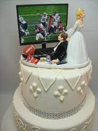 Football Any Team Game On Tv Screen Funny Wedding Cake Topper Sports Fan Junkie Addict Rehearsal Dinner Groom S Bride W Veil Groom Custom Funny Wedding Cakes Funny Wedding Cake Toppers Wedding Cake