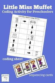 Little Miss Muffet Coding Activity For Preschoolers This Is A Fun Way To Teach Kids Preschool Activities Kindergarten Activities Unplugged Coding Activities