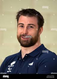 ParalympicsGB Simon Brown poses for a photo during the team announcement at  the Leicester Community Sports Arena Stock Photo
