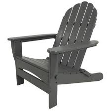 Polywood Classic Slate Grey Oversized Curveback Plastic Patio Adirondack Chair Ad7030gy The Home Depot Folding Adirondack Chairs Outdoor Chairs Adirondack Chairs Patio