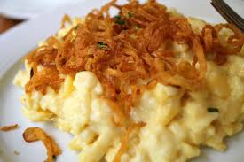Savory German Cheese Noodle Casserole Topped With Caramelized Onions Recipe Food Recipes Cheese Noodles