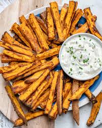 Try to cut the fries in similar thickness, so they will cook evenly. Satisfy Your Cravings With These Baked Sweet Potato Fries Ranch Dip Clean Food Crush